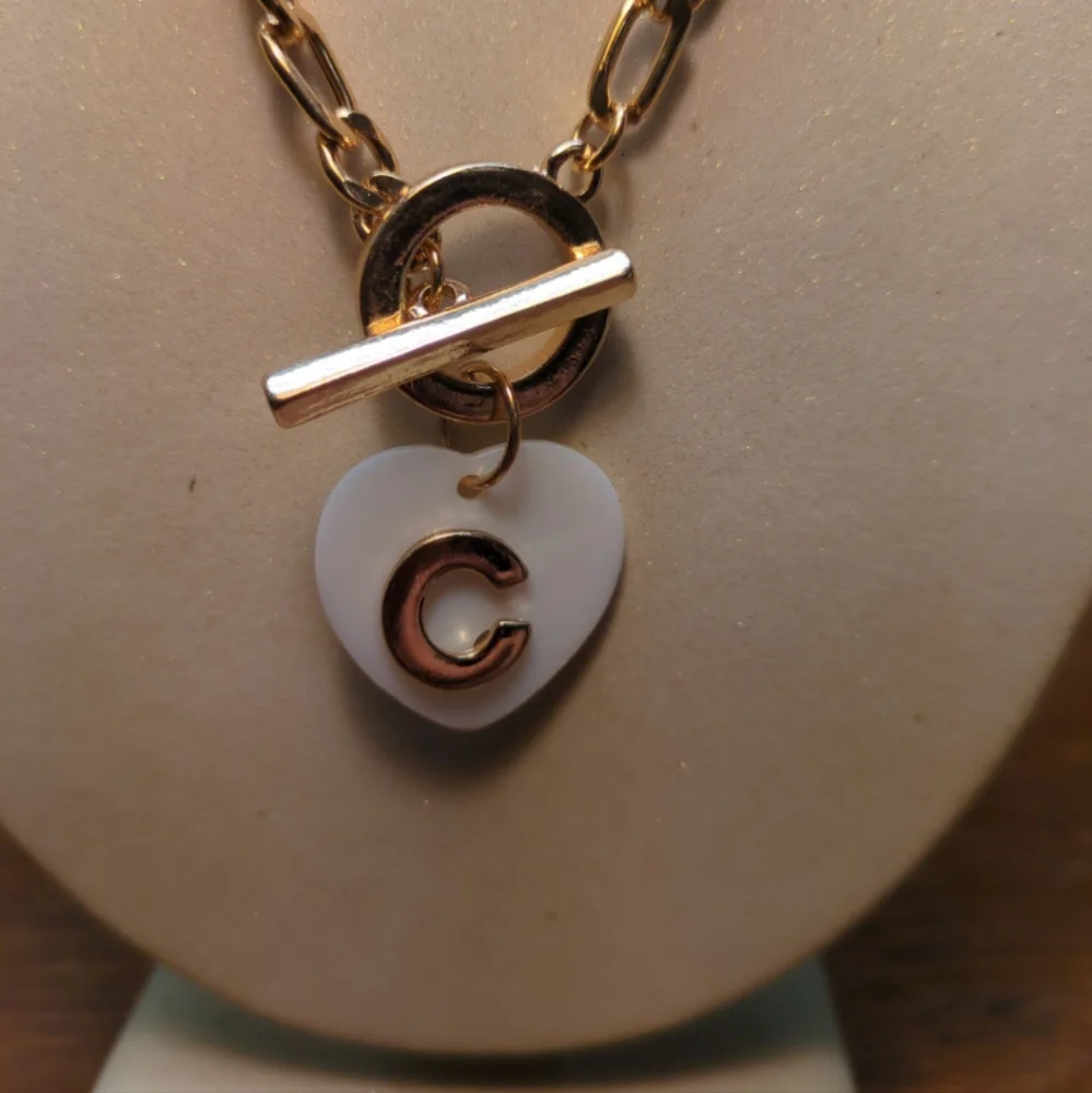 Initial C Heart Necklace AND Earring matching set Ava & Aiden Gold Tone NWT - Picture 5 of 10